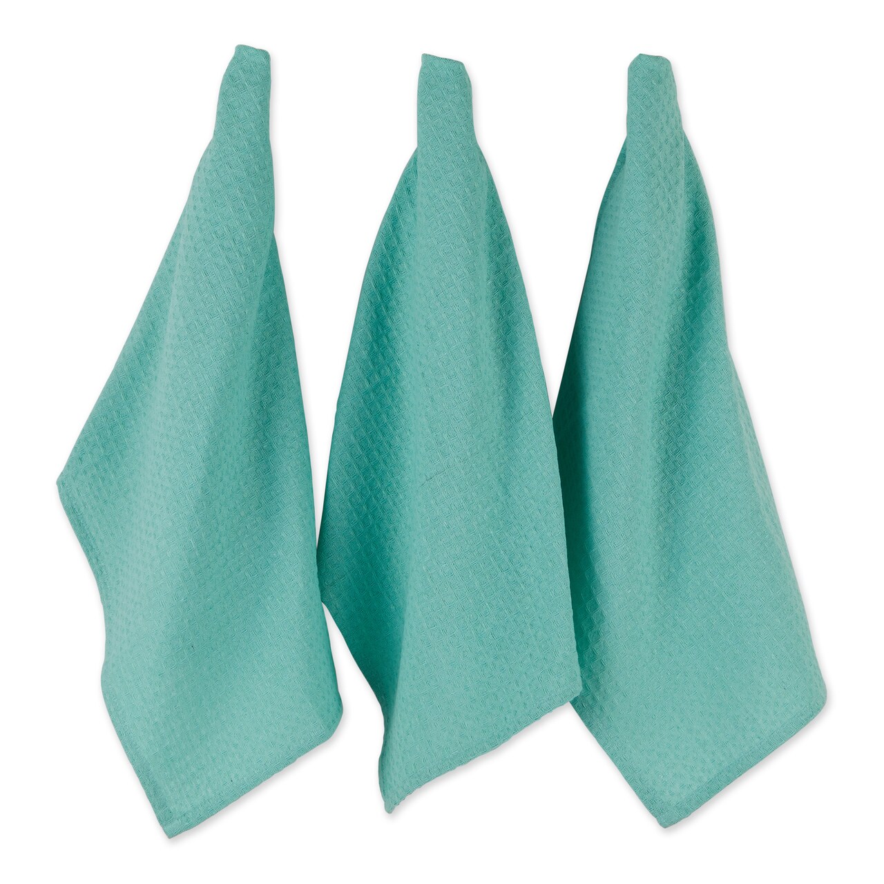Contemporary Home Living Waffle Weave Recycled Cotton Dish Towels - 26" - Aqua - Set of 6